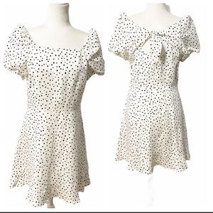 White/Ivory dress with black polkadots- Loft